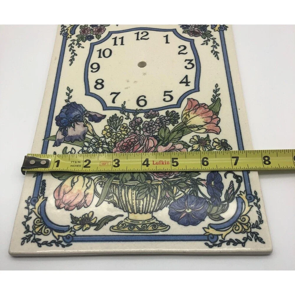 Santa Barbara Ceramic Design Wall Clock Tile Flower Bouquet 1990 FACE ONLY - Picture 7 of 7